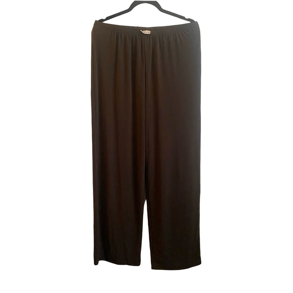 Chicos Pull On Pants 12/2 Brown Stretch Wide Leg Flowy Travel High Waist